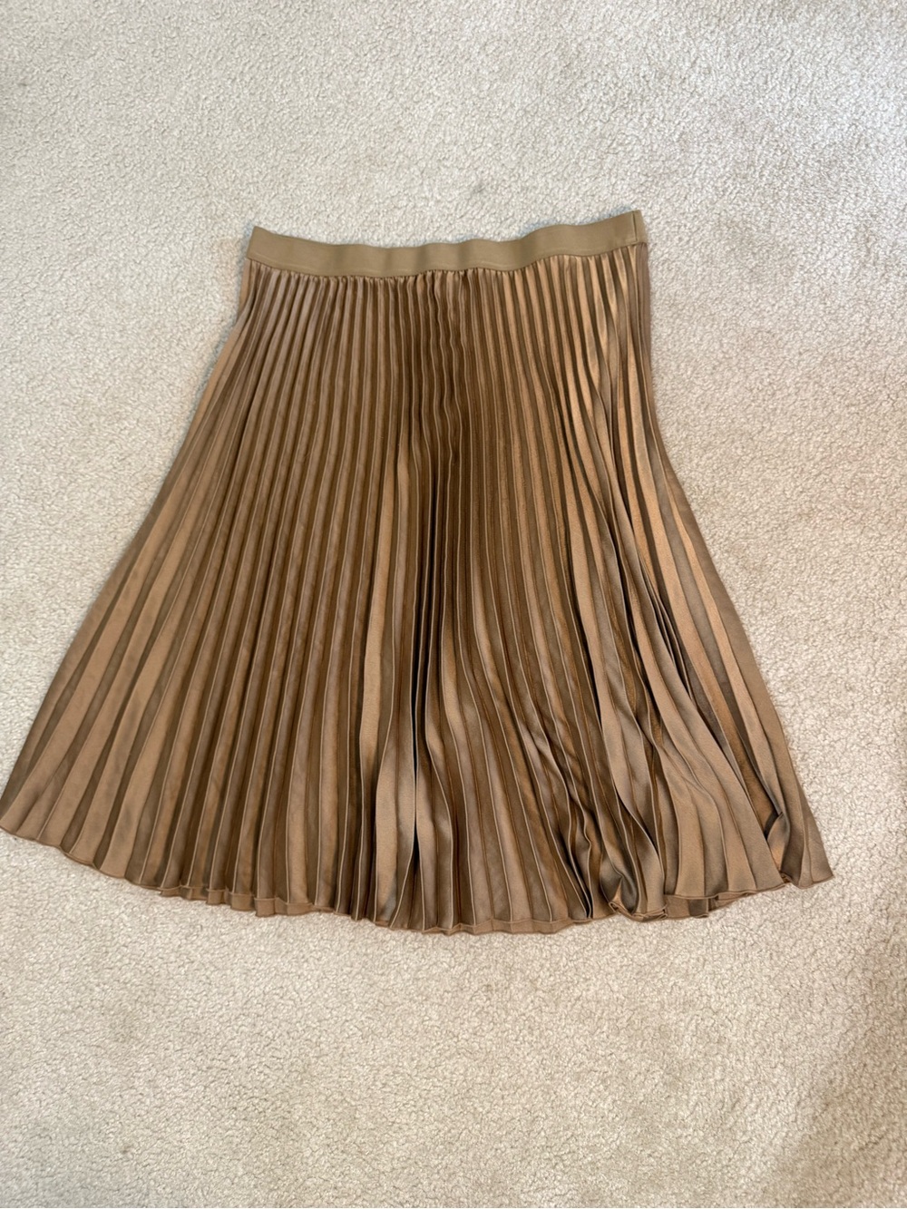 Tan Pleated Midi Skirt